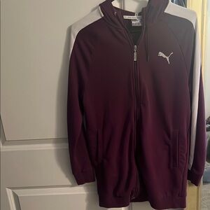 Puma Maroon and White Zip-Up Jacket